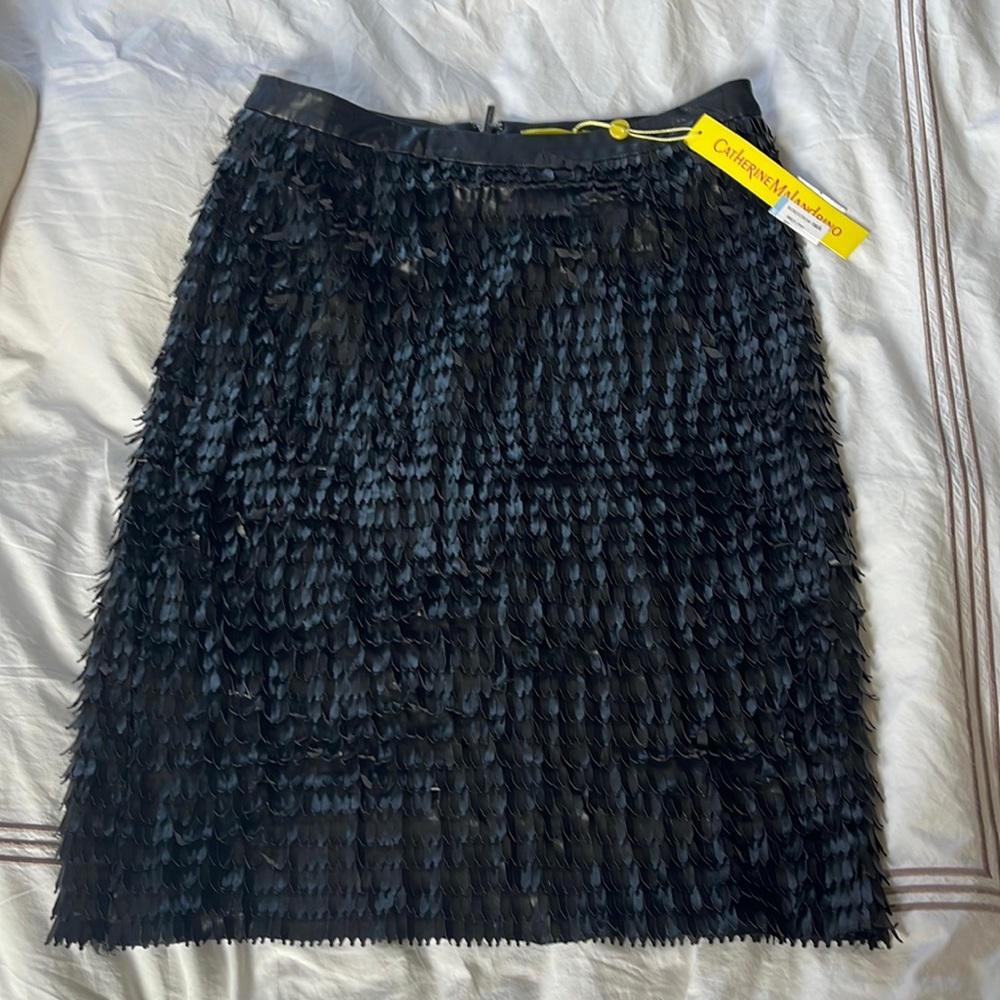 Catherine Malandrino Leather Ruffle Skirt NWT